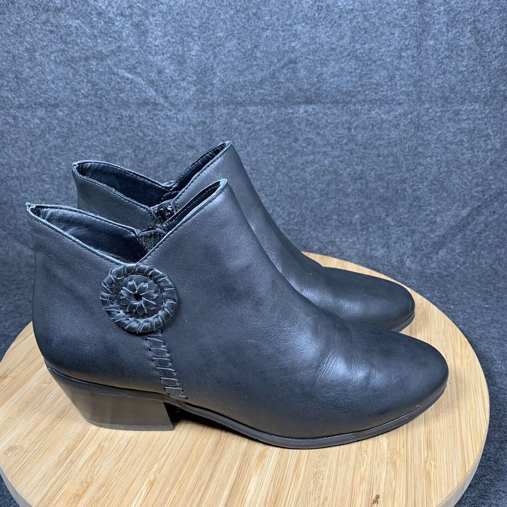 Jack Rogers Womens Black Leather Ankle Boots Sz‎ US 7 Side Zip